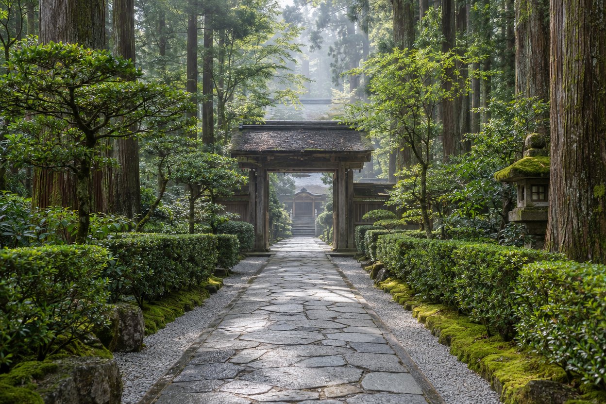 寺社の参道まわりの植栽管理(天川村)